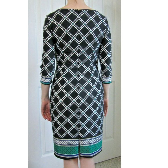 Black White Diamond Sheath Dress, Office, Party, Date, Church, WHBM Women Size 0 - Picture 3 of 9